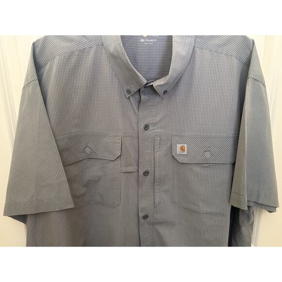 Carhartt Shirt Mens 3XL Grey Check Short Sleeve Force Relaxed Fit Work Outdoors - Picture 3 of 4
